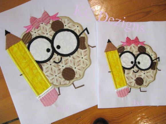 Girl Cookie with Pencil: A Charming Appliqué for Personalized Gifts